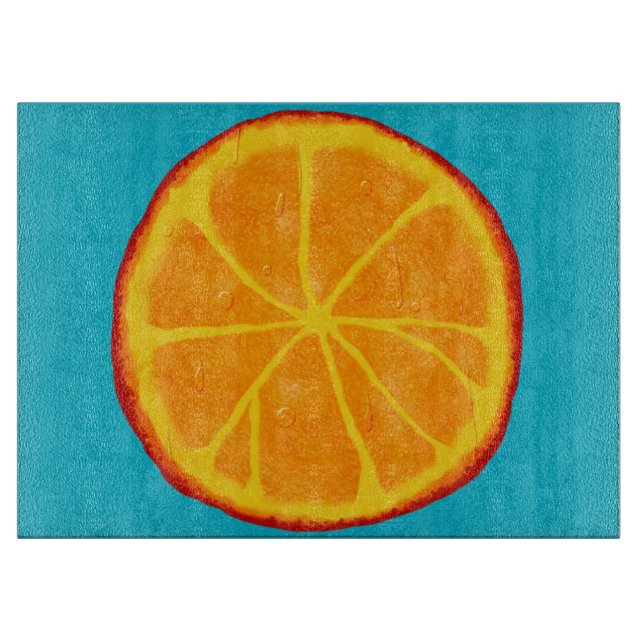 Juicy Orange Custom Glass Cutting Board Schneidebrett (Vorderseite)