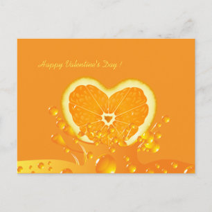 Juicy Orange Heart Valentine's Day Postcard Feiertagspostkarte