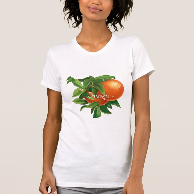 Juicy orange orange mit Wassertropfen T-Shirt (Vorderseite)