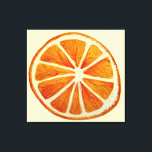 Juicy Orange Slice Aquarellkunst Pop Art Leinwanddruck<br><div class="desc">Ein originelles Kunstdesign von Sacha Grossel aus einem großen makro-saftig orangefarbenen Stück, das im Detail mit Aquarell gemalt wurde. Diese riesige Pop-Orange würde sich perfekt für eine Zuhause oder ein Café eignen, um die Wände farbenfroh zu gestalten. Ideal für Liebhaber der Fruchtkunst.</div>