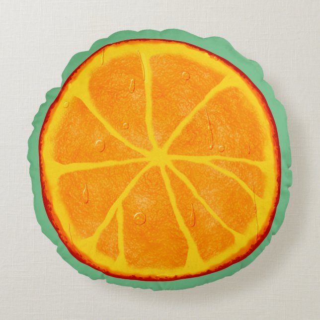 Juicy Orange Slice Custom Round Throw Pillow Rundes Kissen (Vorderseite)
