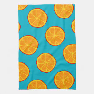 Juicy Orange Slices & Blue Geschirrtuch