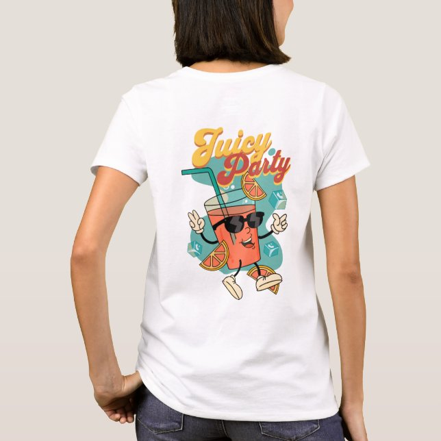 Juicy Party Vibes - Retro Cartoon Drink Mascot T-S T-Shirt (Rückseite)