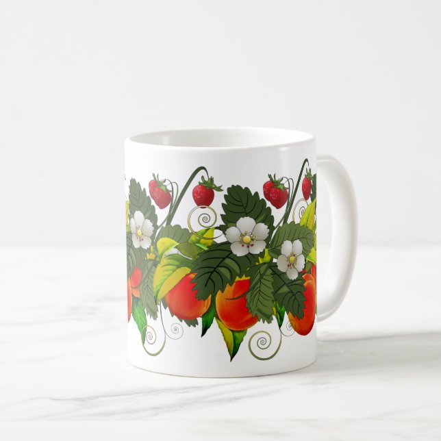 Juicy Peach and Red Strawberry Delight Kaffeetasse (VorderseiteRechts)