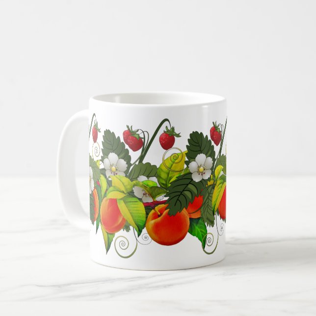 Juicy Peach and Strawberry Art Kaffeetasse (Vorderseite Links)