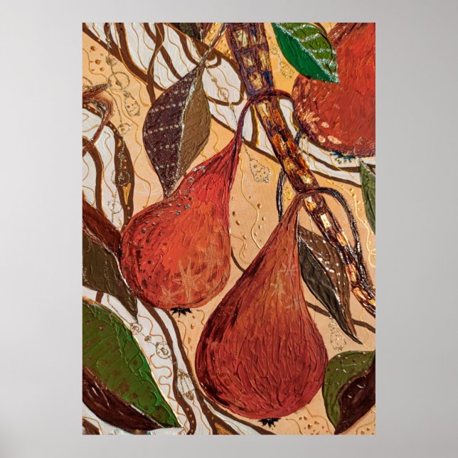 Juicy pear Fruit Botany Poster (Vorne)