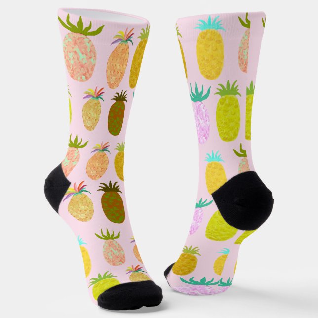 Juicy Pineapple Bubblegum Pattern Socken (Gewinkelt)