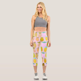 Juicy Pineapple Pattern Capri Leggings