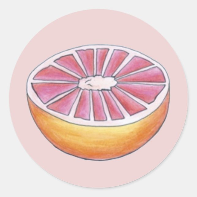 Juicy Pink Grapefruit Citrus Frucht Frühstück Esse Runder Aufkleber (Vorderseite)