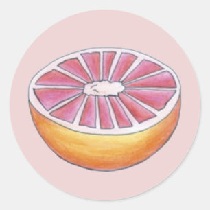 Juicy Pink Grapefruit Citrus Frucht Frühstück Esse Runder Aufkleber