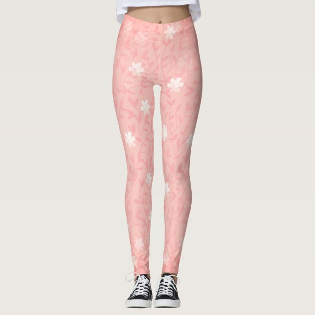 Juicy Pink Tiny Floral Print Pattern Leggings (Vorderseite)