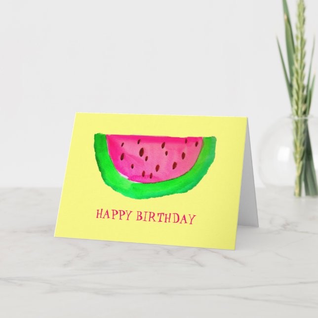 Juicy pink Wassermelone Frucht Happy Birthday Karte (Vorderseite)