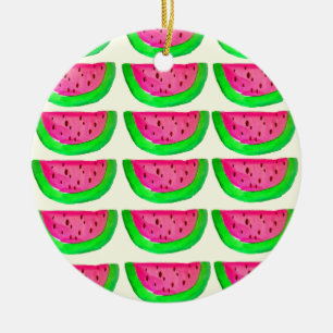 Juicy pink watermelon Fruchtmuster auf Zitrone Keramikornament
