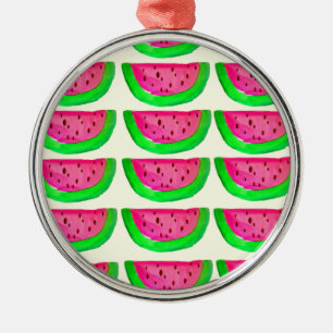 Juicy pink watermelon Fruchtmuster auf Zitrone Ornament Aus Metall
