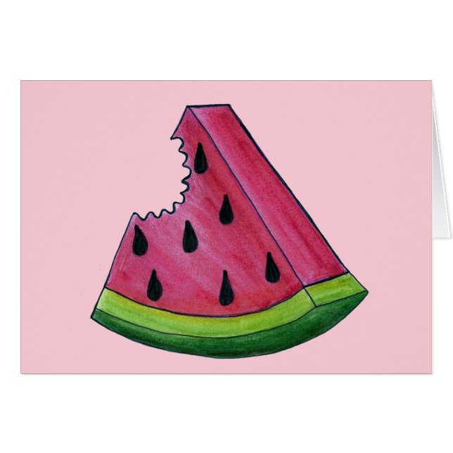 Juicy Pink Watermelon Wedge Slice Green Rind Fruch (Vorderseite (Horizontal))