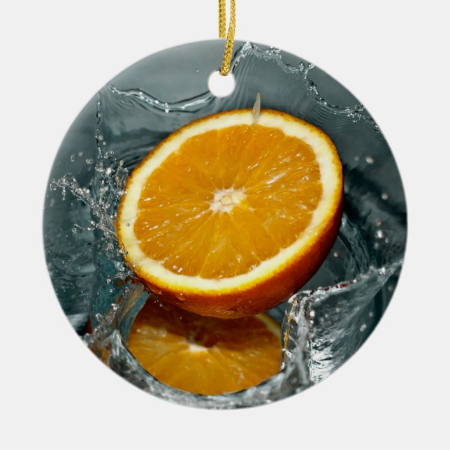 Juicy-positive Orange für Vitamin-Stimmung Keramik Ornament (Vorne)