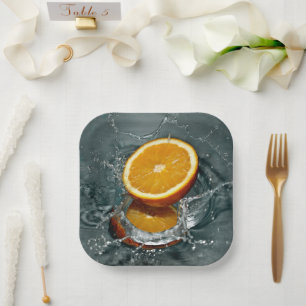 Juicy-positive Orange für Vitamin-Stimmung Pappteller