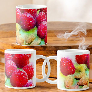 Juicy Red Raspberries and Almonds Watercolor Tasse