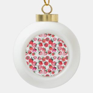 Juicy Red Strawberries Wasserfarben Muster Keramik Kugel-Ornament