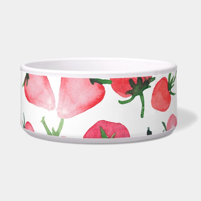 Juicy Red Strawberries Wasserfarben Muster Napf (Vorderseite)