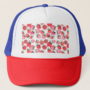 Juicy Red Strawberries Wasserfarben Muster Truckerkappe