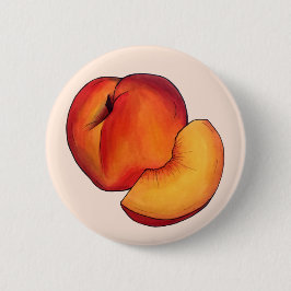 Juicy Ripe Summer Peach Pfirsiche Stone Frucht Button