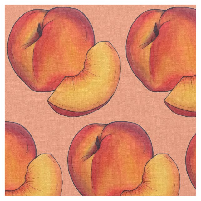 Juicy Ripe Summer Peach Pfirsiche Stone Frucht Stoff (Nahaufnahme)