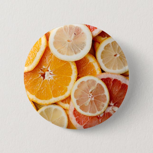 Juicy Sliced Citrus Fruits Button (Vorderseite)