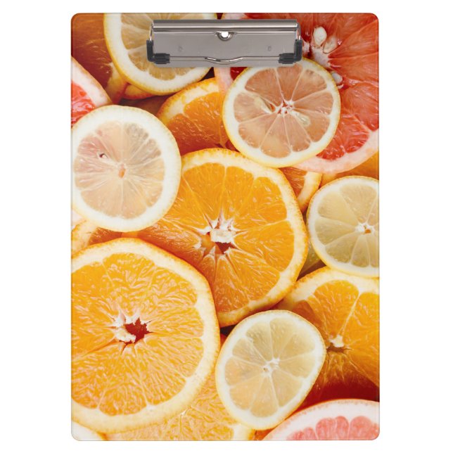 Juicy Sliced Citrus Fruits Klemmbrett (Vorderseite)