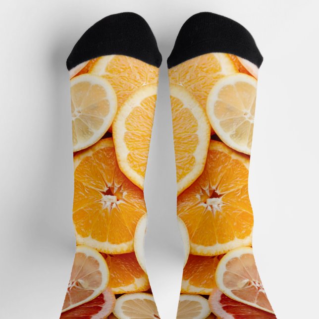 Juicy Sliced Orange Citrus Frucht Socken (Oben)