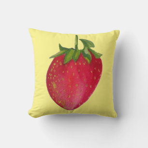 Juicy Strawberry Aquarell Makro Frucht Pop Art Kissen