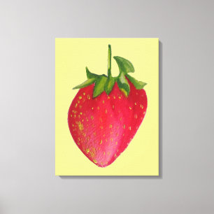 Juicy Strawberry Aquarell Makro Frucht Pop Art Leinwanddruck