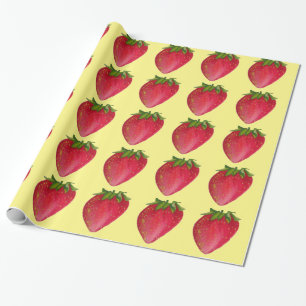 Juicy Strawberry Frucht Aquarell Makro Kunst Geschenkpapier