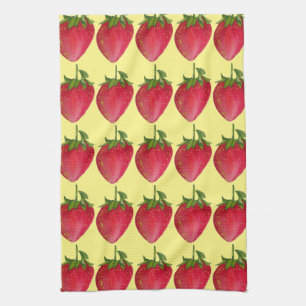 Juicy Strawberry Frucht Aquarell Makro Kunst Geschirrtuch