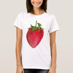 Juicy Strawberry Frucht Aquarell Makro Kunst T-Shirt