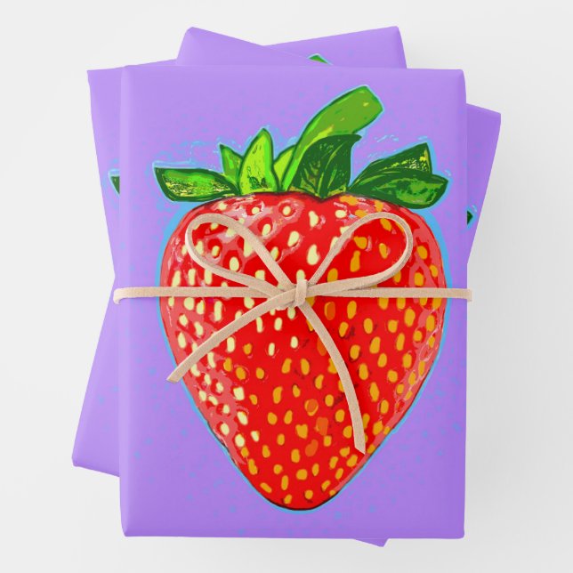 Juicy Strawberry im Pop Art Style Geschenkpapier Set (Beispiel)