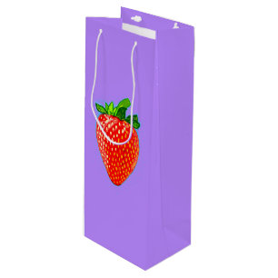 Juicy Strawberry im Pop Art Style Geschenktüte Für Weinflaschen