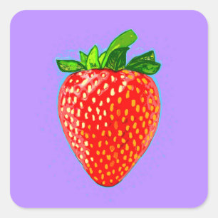 Juicy Strawberry im Pop Art Style Quadratischer Aufkleber