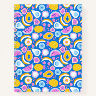 Juicy tropical fruits - Blauer Hintergrund Notizbuch