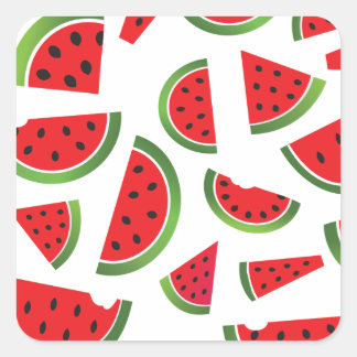 Juicy Watermelon Slices Fruchtmuster Quadratischer Aufkleber