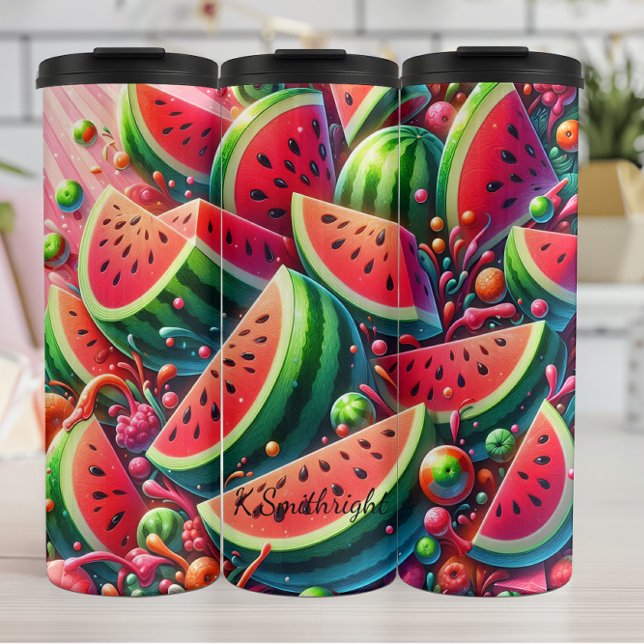 Juicy Watermelon Slices Summer Fun Thermosbecher (Von Creator hochgeladen)