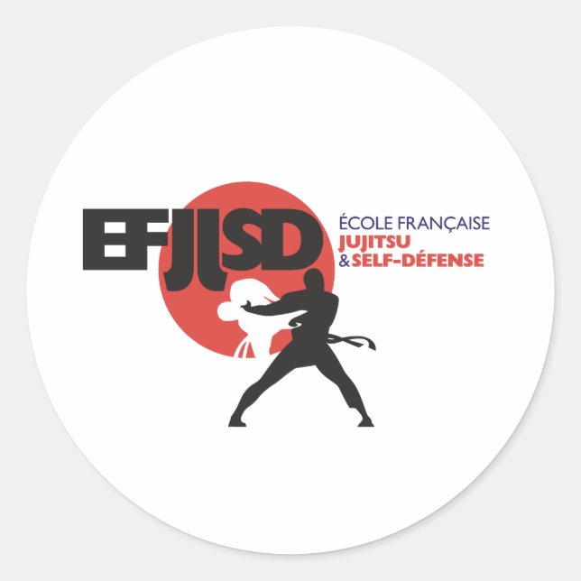 JuJitsu und Self-Défense Runder Aufkleber (Vorderseite)