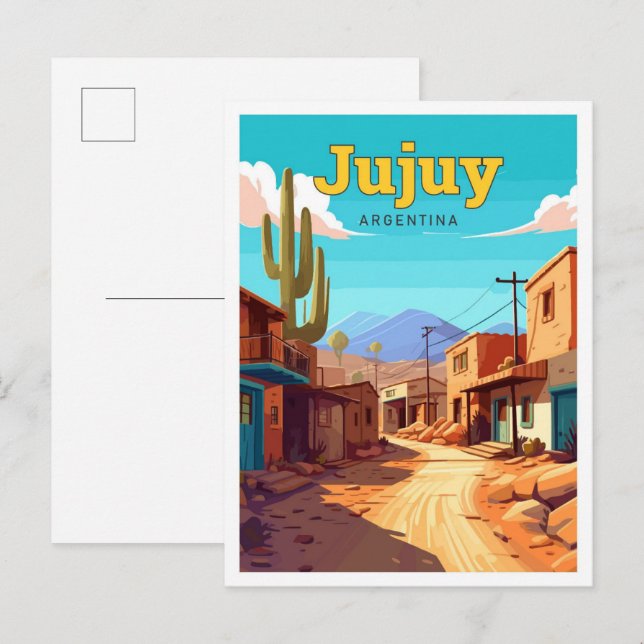 Jujuy Argentina Travel Vintag Illustration Postkarte (Vorne/Hinten)
