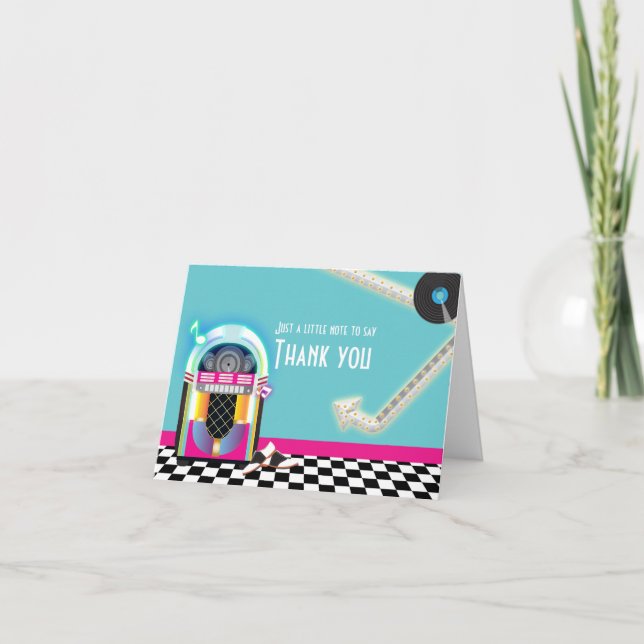 Jukebox Dance Party Sock Hop 50er Jahre Dankeschön Dankeskarte (Vorderseite)