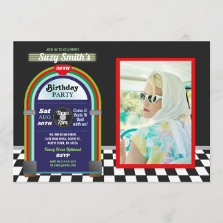 Jukebox-Geburtstags-Restaurant-Jahr-Retro Einladung