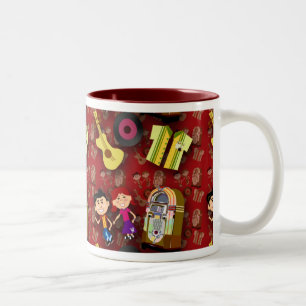 Jukebox Party Kids Niedlich Cartoon Character Patt Zweifarbige Tasse