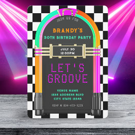Jukebox Retro Checkerboard 50. Geburtstagsparty Einladung