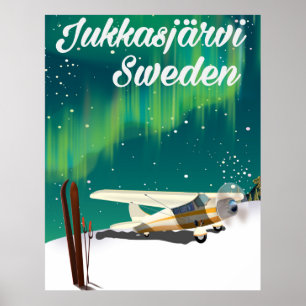 Jukkasjärvi Schweden Nordlichter Urlaubsposter Poster