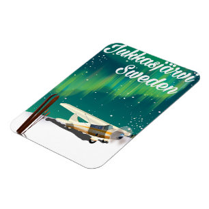 Jukkasjärvi Schweden Polarlichter Urlaubsplakat Magnet