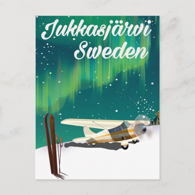 Jukkasjärvi Schweden Urlaubsposter Nordlichter Postkarte (Vorderseite)